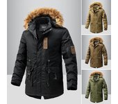 Chaqueta De Gabardina Larga con Cachemira La Escuela De Invierno para Hombres Supera El Ocio Europeo Y Americano Y Chaqueta Acolchada De Algodón con Cuello De Piel con Capucha Cálida para Hombres L