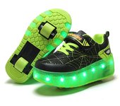 Zapatillas para correr para niños con ruedas dobles y luces LED intermitentes y carga USB 37