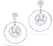 Les Trésors De Lily [R1527] - Boucles Argent 'Grèce Antique' argenté (rhodié) - 27x20 mm (pégase) plata