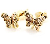 Les Trésors De Lily [J0189] - Pendientes bañados en oro 'Mariposas' oro blanco - 7x8 mm oro