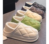 Pantuflas de algodón con tacón de invierno para mujer, zapatos de felpa para exteriores, pantuflas de casa suaves con suela gruesa para hombre 40-41 (fits 39-40)