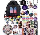 El paquete para fanáticos de Hydow incluye una pulsera con cordón y un botón. Tamaño mediano: bolsa, pegatinas, mascarillas, cordón, llavero y pin.. , Multicolor,