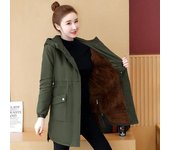Chaqueta acolchada de terciopelo grueso de gran tamaño para mujer, abrigo largo para exteriores, abrigo cálido para otoño e invierno XXXXL