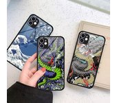 Funda de teléfono para Apple Iphone Se Xs X 11 7 6s Plus 14 Plus 13 Pro Max 12 Mini 8 Xr cubierta de vidrio templado de tigre dragón chino iPhone SE(2020)