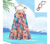 Vestido informal de verano con cuello halter para niñas, vestido de princesa para vacaciones en la playa 80