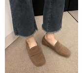 Zapatos planos para mujer, zapatillas informales para mujer, de Modis, combinables, de boca baja, punta redonda, mocasines de piel, estilo retro, para invierno, 2024 35 negro