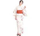 Conjunto Yukata Yukata obi para mujer y anudado Heiko talla única con estampado floral japonés de fuegos artificiales [Nishiki] 1412-4A 2 piezas + adultos, confeccionado, obi,