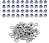Tuercas de seguridad hexagonales de nailon de acero inoxidable 304, M2-M4, 5-25 unidades, con arandelas planas M2-M4