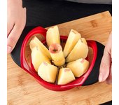 Cortador de manzanas de acero inoxidable, pelador de manzanas, cortador de frutas, cuchillo de manzana súper afilado, herramientas de cocina multifuncionales rojo