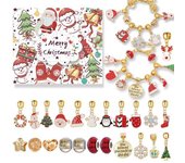 Calendario de Adviento de Navidad para niña, pulsera con cuenta regresiva de 24 días, caja sorpresa, kit de cuentas con dijes, adornos de muñeco de nieve y Papá Noel B