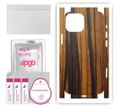 apgo Protective Skin Sticker for the back+sides compatible with Apple iPhone 13 mini, Full Wrap Film, Foil, Vinyl - Pattern Tigerwood
