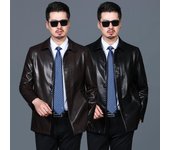 Nueva ropa de cuero genuino Chaqueta de cuero genuino para hombre Abrigo de cuello polo para primavera y otoño para hombre XXXL