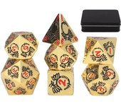 Juego de 7 dados poliédricos con diseño de dragón, portátiles y exquisitos de metal, accesorios para juegos de rol de fiesta.