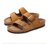 Zapatillas de gamuza para mujer, zuecos para hombre, sandalias con plantilla de corcho y soporte para el arco, para exteriores, para playa, para el hogar 35 blanco