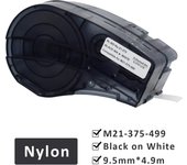 1-10 piezas M21-375-499 9,5 mm x 4,9 m Etiqueta de nailon negra sobre blanca compatible con impresora BRADY BMP21 PLUS M21 375 499