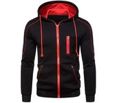 Sudadera con capucha y cremallera de manga larga para hombre, sudadera deportiva informal, chaqueta con capucha y bolsillos, abrigo cálido con forro polar para primavera y otoño M negro