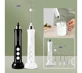 Espumador de leche eléctrico recargable portátil 3 en 1, mezclador de bebidas de alta velocidad, varita para espumar café, herramientas de cocina blanco