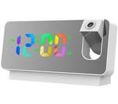 Reloj despertador de proyección Reloj digital con proyector giratorio de 180 grados Pantalla LED grande de colores claros negro