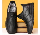 Zapatos de algodón y cuero engrosados ​​con forro polar de invierno para hombre Mocasines cálidos sin cordones 43 negro
