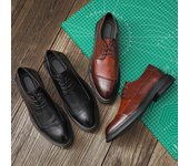Zapatos de cuero estilo retro japonés con cordones para hombre, estilo británico y coreano, zapatos Brock para padrino de boda, talla M22-L 39 marrón