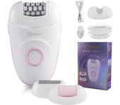 Hatteker Afeitadora eléctrica para mujer con 3 cuchillas intercambiables, depiladora eléctrica, removedor de callos, afeitadora eléctrica para piernas, brazos, axilas y bikini color rosa