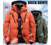 -30 ℃ Chaqueta gruesa de plumón de pato para hombre, Parkas de nieve para hombre, abrigo cálido para invierno, chaqueta de plumón, prendas de vestir exteriores 4XL cool negro