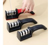 Afilador de cuchillos de mano multifunción, herramienta de afilado rápido de 3 etapas con Base antideslizante, accesorios para cuchillos de cocina, Gadget negro