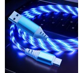 Cable cargador USB con brillo LED de colores fluidos, Cable tipo C para Android, Cable de carga Micro USB para iPhone X, Cable de carga Samsung for micro rojo