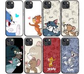 Funda negra B-72 con diseño de gato y ratón para Redmi 10A, 10C, 12C, 13C, 9A, 9C, 9T, A3X, Note 10, 9, 9S, 10S, iPhone 11, 12, 13, 14, 15, 16, X, XS Pro Max, Mini, 7, 8 Plus, XR Xiaomi Poco M5 5G ciervo