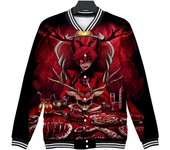 Chaquetas de 10 colores para hombres y mujeres, chaqueta bomber, chaqueta de béisbol Hazbin Hotel, ropa de abrigo de hip hop de gran tamaño para parejas universitarias, ropa personalizada XS rojo