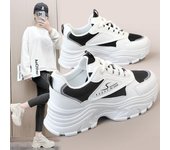 Qrj03 Nuevos zapatos para papá Colorblock de primavera y verano, zapatos con plataforma de malla transpirable, zapatos deportivos para estudiantes para aumentar la altura, zapatos para mujer 35