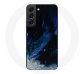Coque pour Samsung Galaxy S21 FE Nuages de fumée multicolore de bleu gris et noir sur fond noir