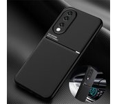 Funda de lujo para Honor 90 con placa magnética para coche, carcasa trasera de cuero sintético para Honor 90 Pro, Honor 90 Lite Light, 90Pro y 90Lite For Honor 90 rojo