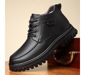 Botas de nieve Martin de cuero y algodón con terciopelo para hombre, invierno 2024 9199 shoelaces, size 43 negro