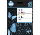 Paquete de 4 cartuchos de tinta originales HP 912 negro, cian, amarillo y magenta (6ZC74AE) Para la serie OfficeJet 8010/Pro 8020