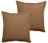 Lot de 2 taies d'oreiller percale pur coton 80 fils/cm² Vent du sud - Cognac - 65 x 65 cm