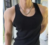 Chaleco deportivo ligero de algodón estilo americano de verano para hombre: transpirable, absorbente del sudor, corte ajustado para correr y entrenar. L