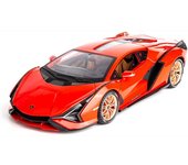 Coche de juguete a escala 1/18 Lambo Sian, modelo de fundición a presión, vehículo de tracción trasera con sonido y luz para niños y adultos, colección de regalos 1/18-27.5x12.5x6.5cm rojo