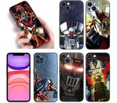Funda de silicona negra de Anime Mazinger Z para iPhone 12, 13, 11, 14, 15 Pro Max, 7, 8 Plus, X, XR, XS, SE 2020 y 2022 iPhone 12 Mini