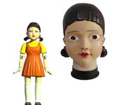 Juego de calamar Robot muñeca estrella niños máscaras de Cosplay aterrador amarillo niña Halloween media cara máscara de látex One Size