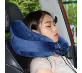 Almohada inflable para el cuello en forma de H, portátil, plegable, ligera, para viajes, avión, dormir, oficina, coche