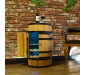 Casier à vin - Creative Cooper - Tonneau en bois avec portes, porte-bouteilles, LED et télécommande, casier à alcool, chêne