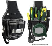 Juego de Herramientas 9 en 1 con destornillador, Kit de utilidad, soporte, bolsa de herramientas de tela de nailon, bolsa de bolsillo para cintura de electricista, 1 Juego negro