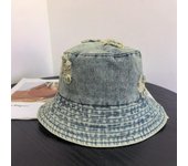 Sombrero de cubo roto nuevo 2025 para mujer, para viajes al aire libre, compras, informal, versátil, de cara ancha, pequeño, plegable, con marea M（56-58cm） gris