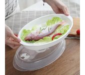 Plato de pescado al vapor con cubierta transparente para vaporizador de pescado, sartén para microondas, plato de cocina para el hogar