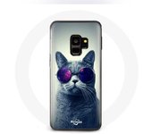 Coque Samsung Galaxy S9 Chat avec Lunettes violettes