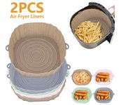 2 uds freidora de aire cesta de silicona molde de silicona Airfryer horno bandeja para hornear Pizza pollo frito cesta reutilizable Pan Liner Accesorios