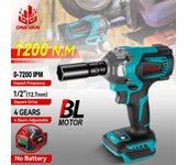 ONEVAN-llave de impacto eléctrica sin escobillas, destornillador eléctrico inalámbrico de 1/2 pulgadas, herramientas eléctricas para batería Makita de 18V, 1200N.M Without Battery