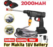 Pistola de lavado de coches recargable, lavadora a presión inalámbrica, pistola de agua eléctrica, fabricante de espuma con 2 baterías EU negro