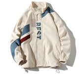 Chaqueta Bomber con estampado de letras para hombre, abrigo cortavientos holgado de talla grande StreFashion, ropa masculina S beige
